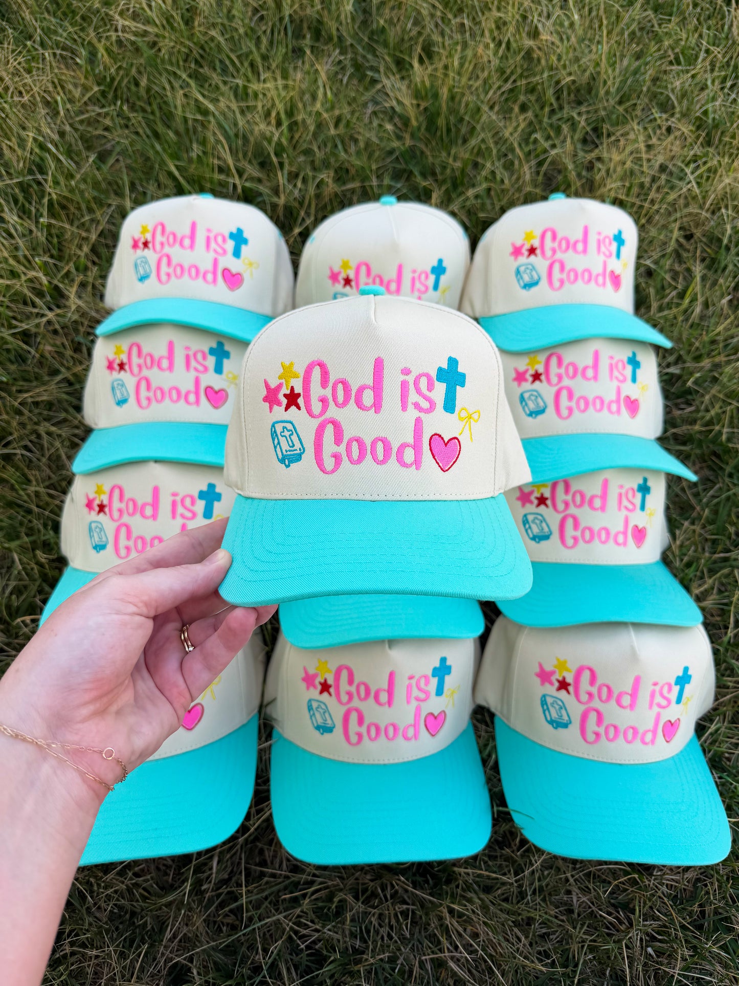 God is Good Trucker Hat🩵🎀