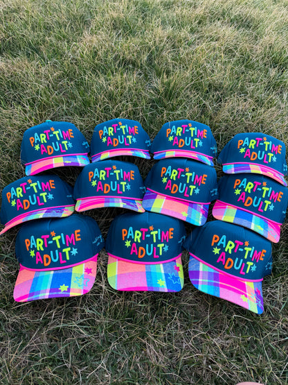 Part Time Adult Trucker Hat🌈💙