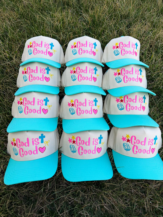 God is Good Trucker Hat🩵🎀